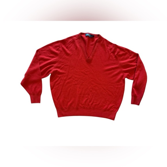Vintage Byford V Neck Sweater Men XL Red Pullover Casual Jumper Travel Real Wool - Picture 1 of 16